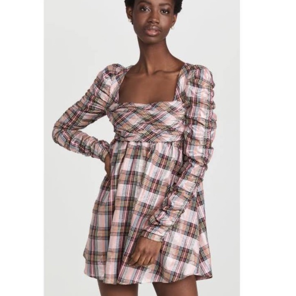 NWT Saylor Yulia Metallic Plaid Dress